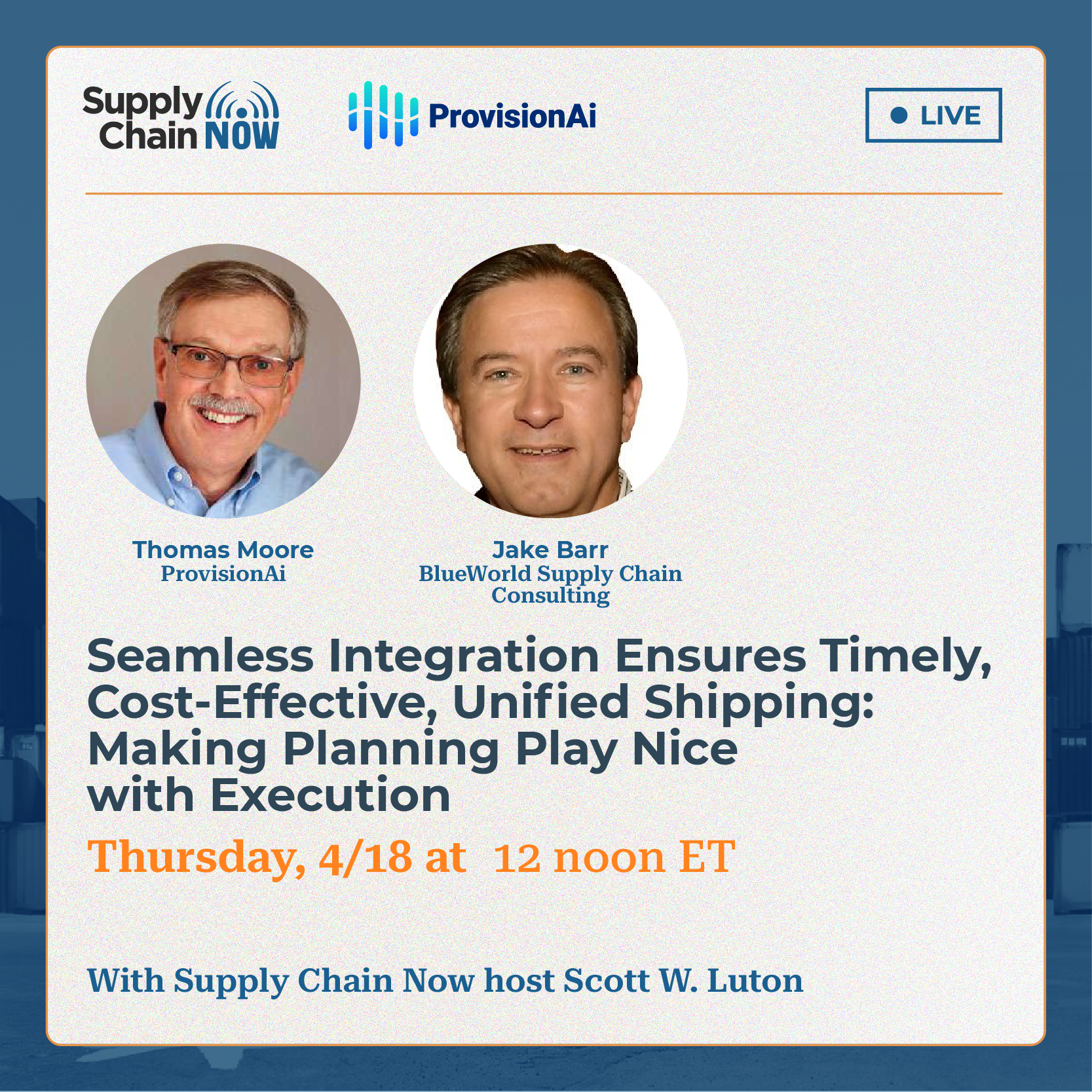 Supply Chain Now Live Stream April 18 Noon EST